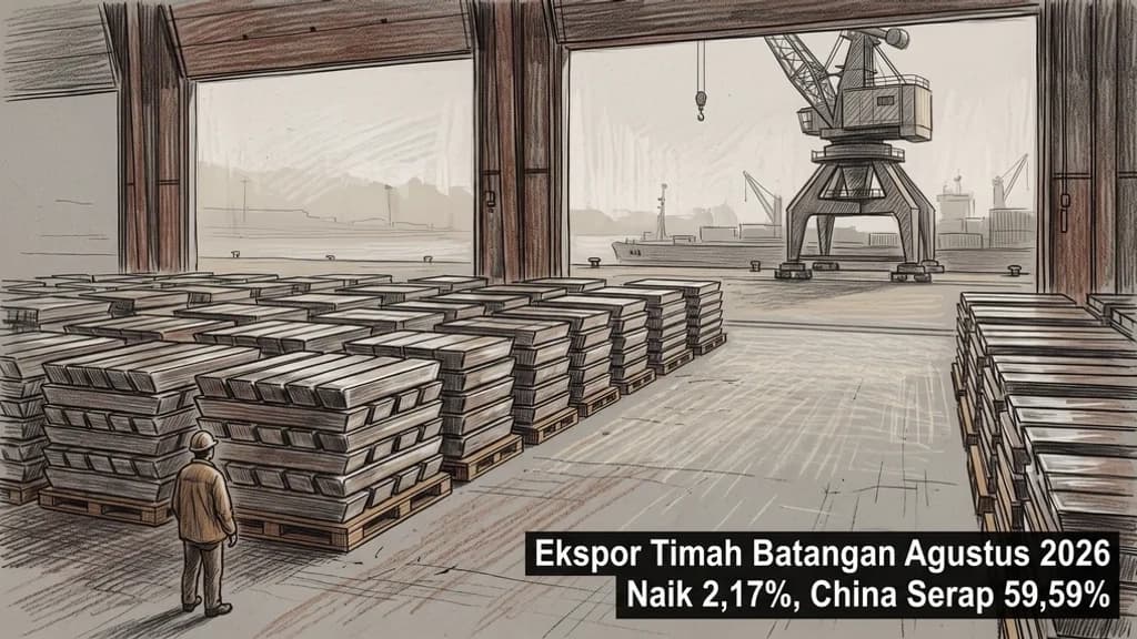 Ekspor Timah Batangan Agustus 2026 Naik 2,17%, China Serap 59,59%