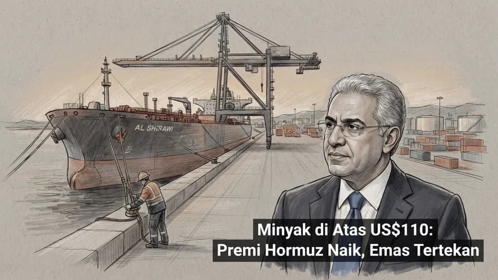 Minyak di Atas US$110: Premi Hormuz Naik, Emas Tertekan