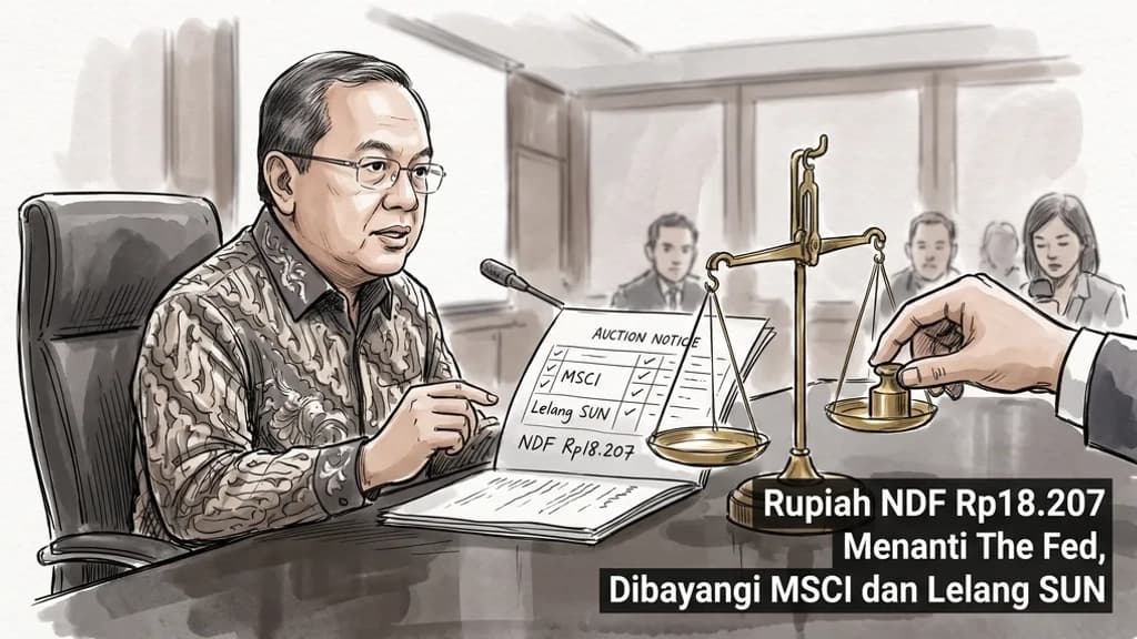 Rupiah NDF Rp18.207 Menanti The Fed, Dibayangi MSCI dan Lelang SUN